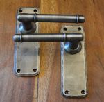Light Pewter, Cottage Style Wrought Iron Door Handles without Keyhole, Rustproof Finish HF101
